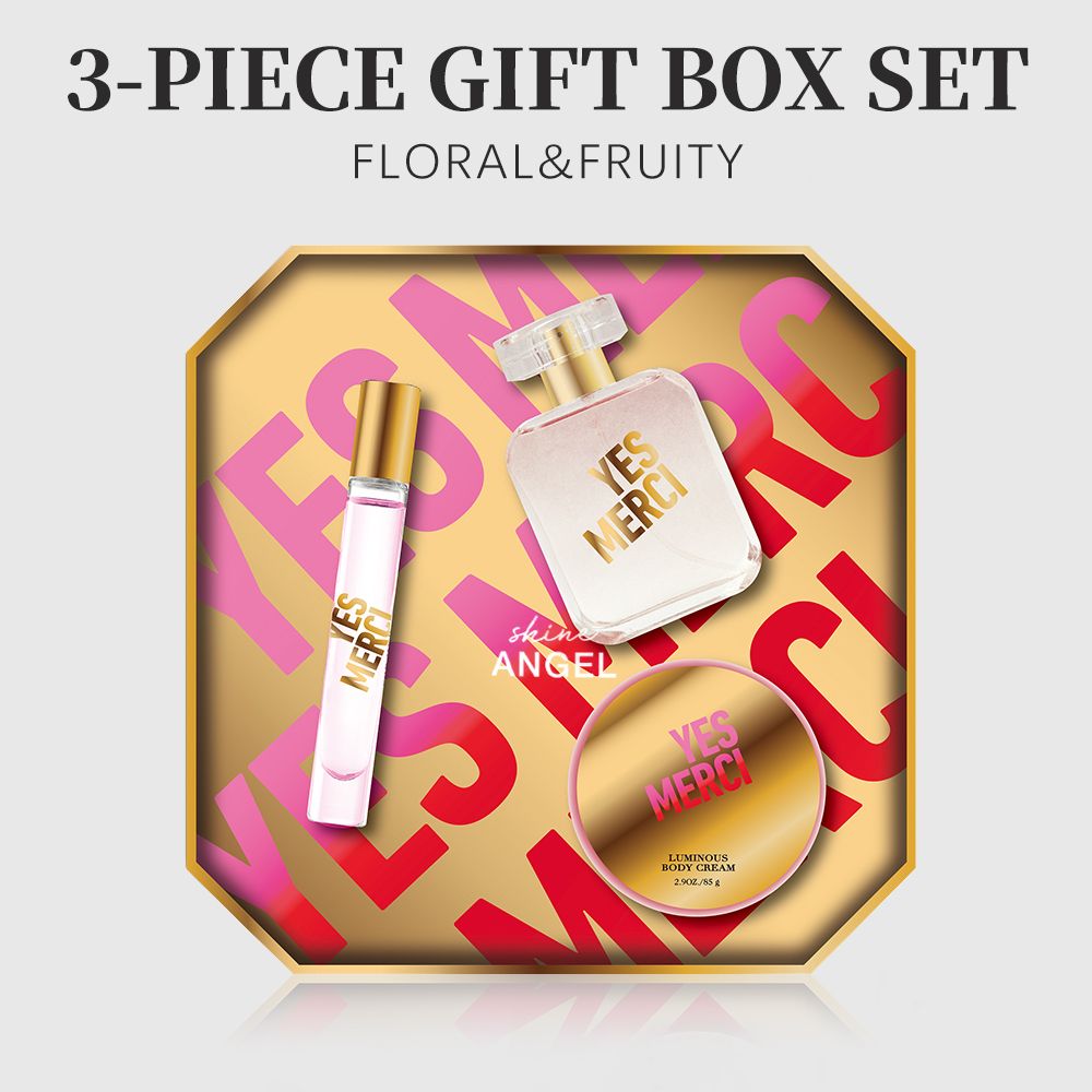3-Piese Set Women's Eau De Parfuma Spray & Body Cream Gift Box, Long Lasting Scent, Ideal For Halloween/Christmas/ Holiday Gifts, 1.7 Fl Oz Perfume, 0.51 Fl Oz Perfume, 2.9 Oz Body Cream