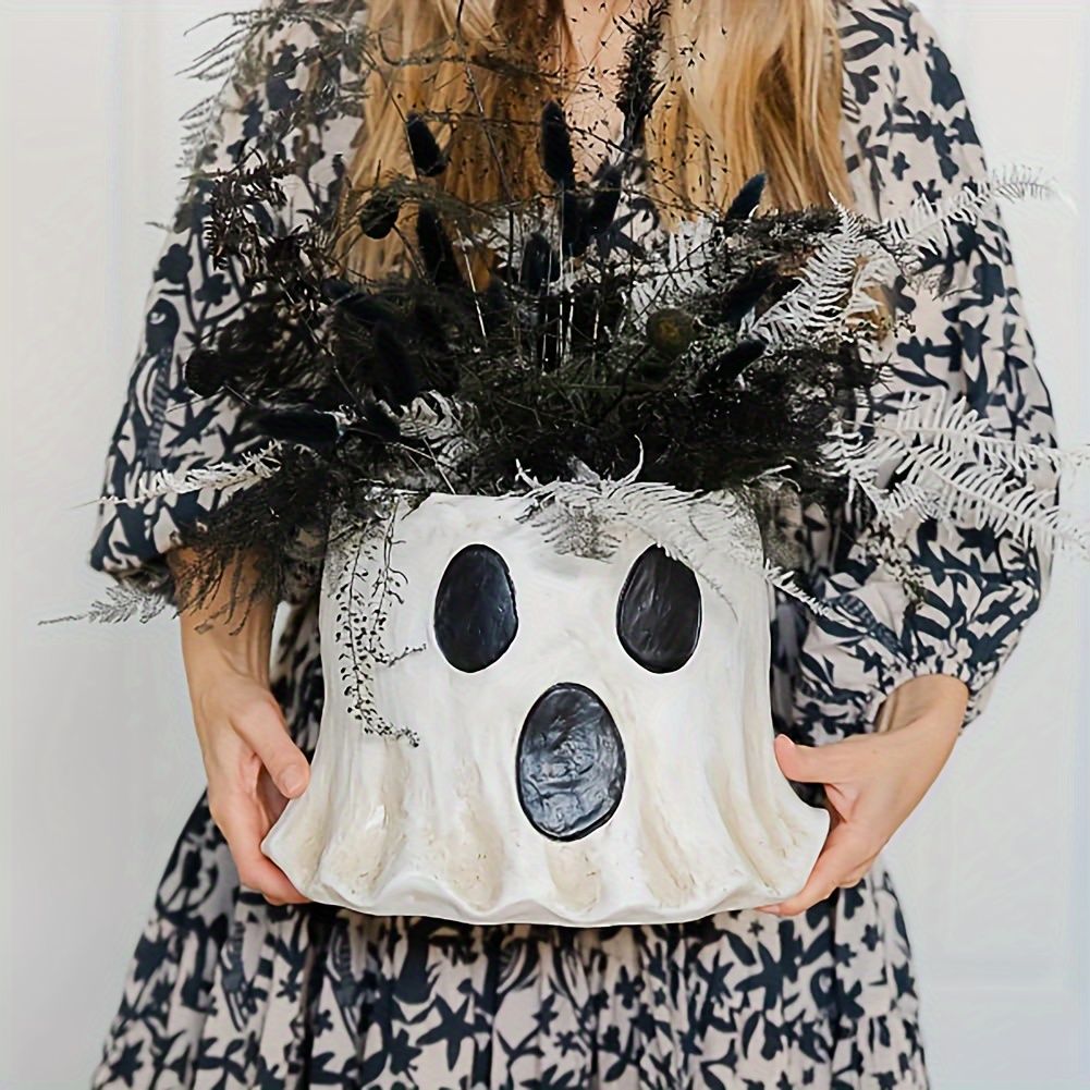 1Pc Resin Ghost Bucket Vase, Cute Virus Ghost Bucket, Christmas Festival Home & Kitchen Decor