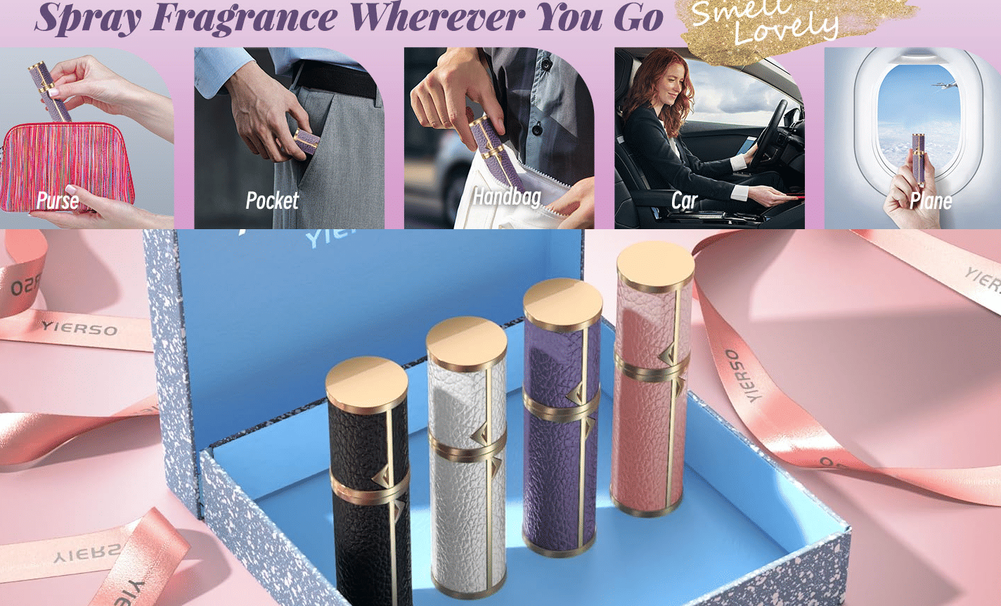 PSLZW003BW   portable perfume bottle, 8ml luxury perfume bottle, 2pc combination sales with black + white magnetic leather leak-proof Refillable perfume bottle perfume atomizer travel mini