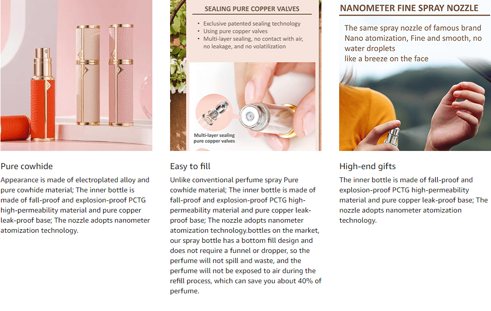 PSLZW003BW   portable perfume bottle, 8ml luxury perfume bottle, 2pc combination sales with black + white magnetic leather leak-proof Refillable perfume bottle perfume atomizer travel mini