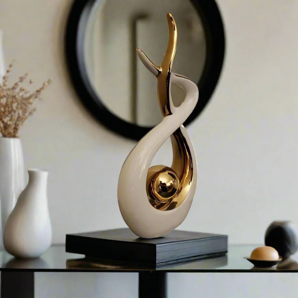 Ember Echoes – Modern Ceramic Home Decor Sculpture Accent