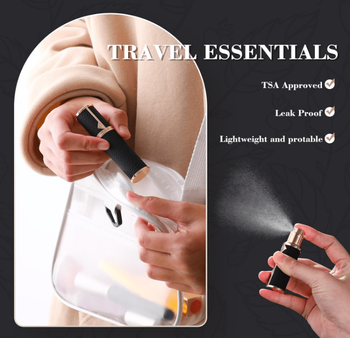 PSLZW003BW   portable perfume bottle, 8ml luxury perfume bottle, 2pc combination sales with black + white magnetic leather leak-proof Refillable perfume bottle perfume atomizer travel mini