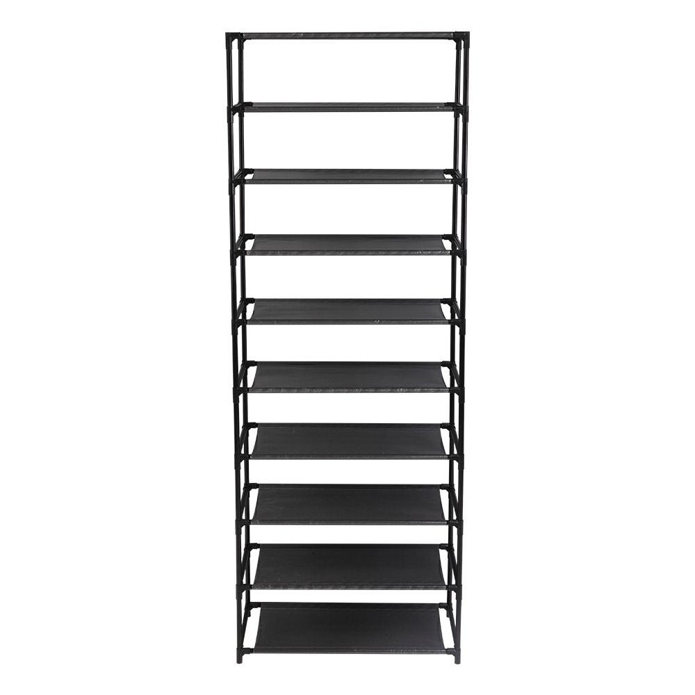 10 Tier Shoe Rack for 30 Pairs Freestanding Modular Organizer with Black Gray Tubes and Fabric Shelves Space Saving Shoe Storage for Entryway Closet Dorm Room Random New or Old Style
